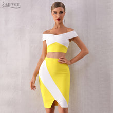 Load image into Gallery viewer, ADYCE 2019 New Summer Bodycon Women Bandage Set Dress Two 2 Pieces Set Top&amp;Skirts Off Shoulder Vestidos Evening Party Club Dress