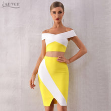 Load image into Gallery viewer, ADYCE 2019 New Summer Bodycon Women Bandage Set Dress Two 2 Pieces Set Top&amp;Skirts Off Shoulder Vestidos Evening Party Club Dress