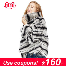 Load image into Gallery viewer, 2019 hot sale women real natural rex rabbit fur coat high quality 100% genuine rex rabbit fur chinchilla color winter jacket